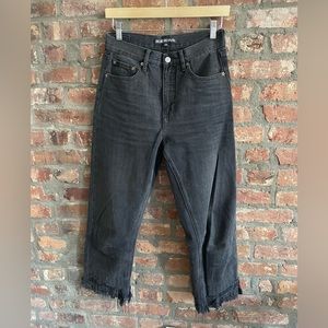 blue Revival cropped black denim with crystal frill